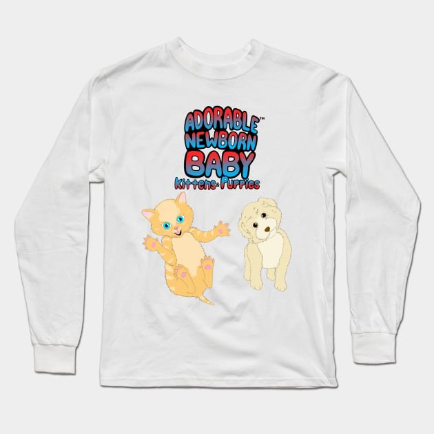 Adorable Newborn Baby Kittens & Puppies Long Sleeve T-Shirt by Dorablenewborn1